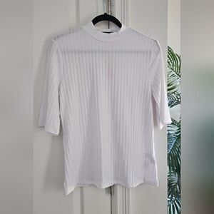 Joe Fresh White Ribbed Mock Neck Top